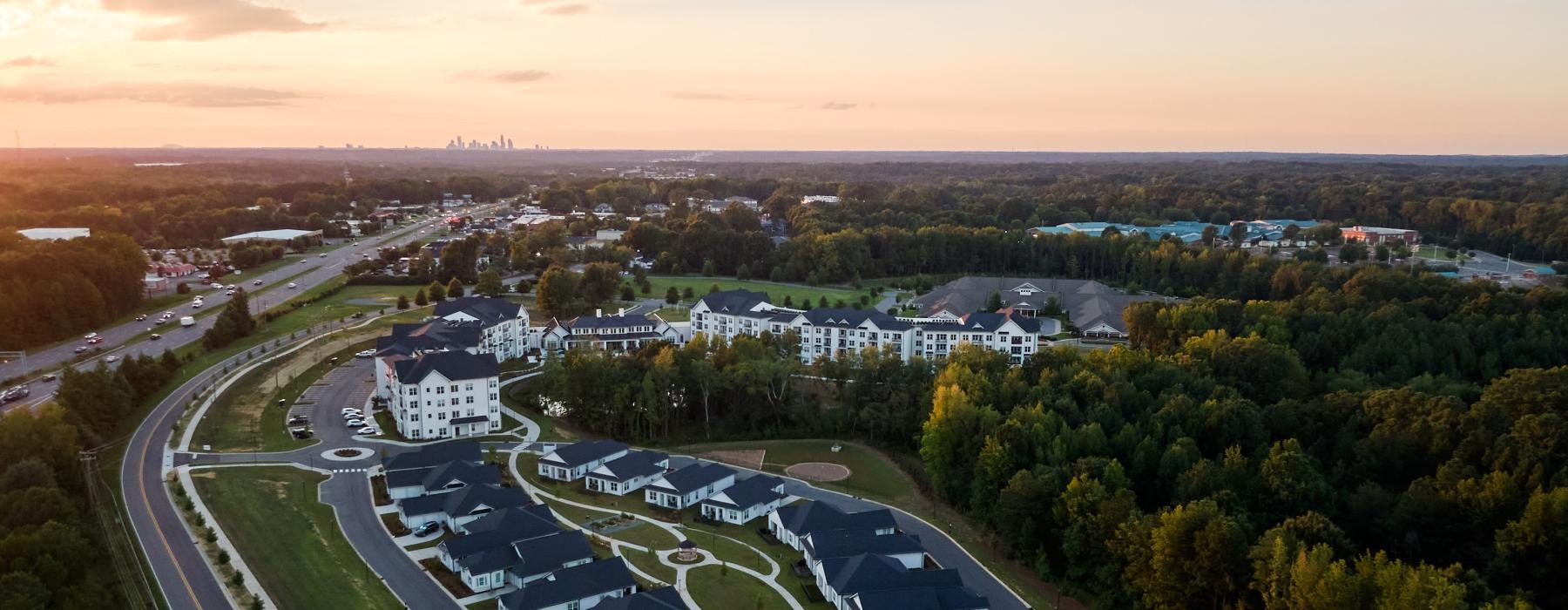 a high angle view of a parking lot