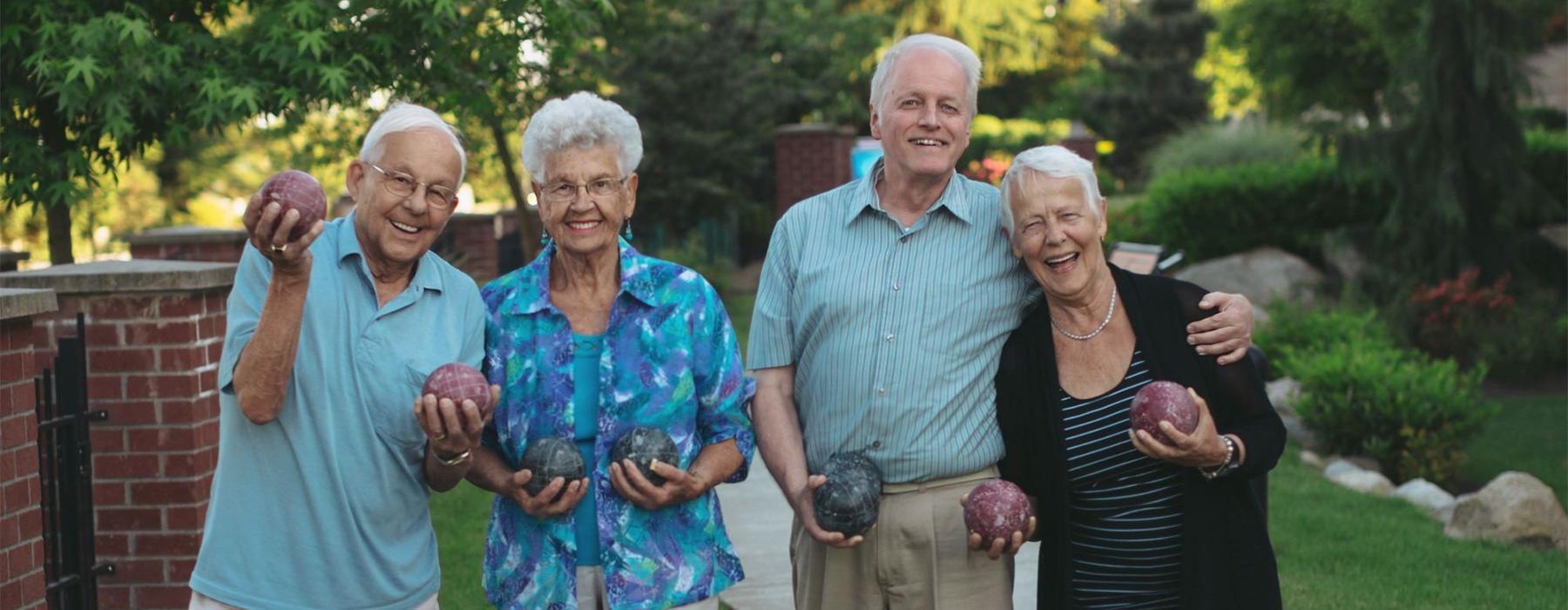 a group of people playing Bocce ball